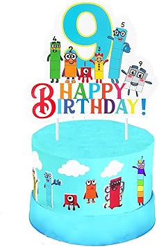 amazon com numberblocks cake topper cupcake toppers 1 pcs big cake topper birthday cake decoration for 9th ninth birthday grocery gourmet food