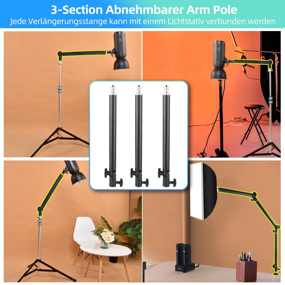 MS05 Kamera Tischstativ Overhead Stativ mit 1/4" Kugelkopf, Klemmstativ Flexibel Gelenkarm Tisch Halterung für Kamera, Ringlicht, Webcam, Projektor, Max. Belastung 3 kg