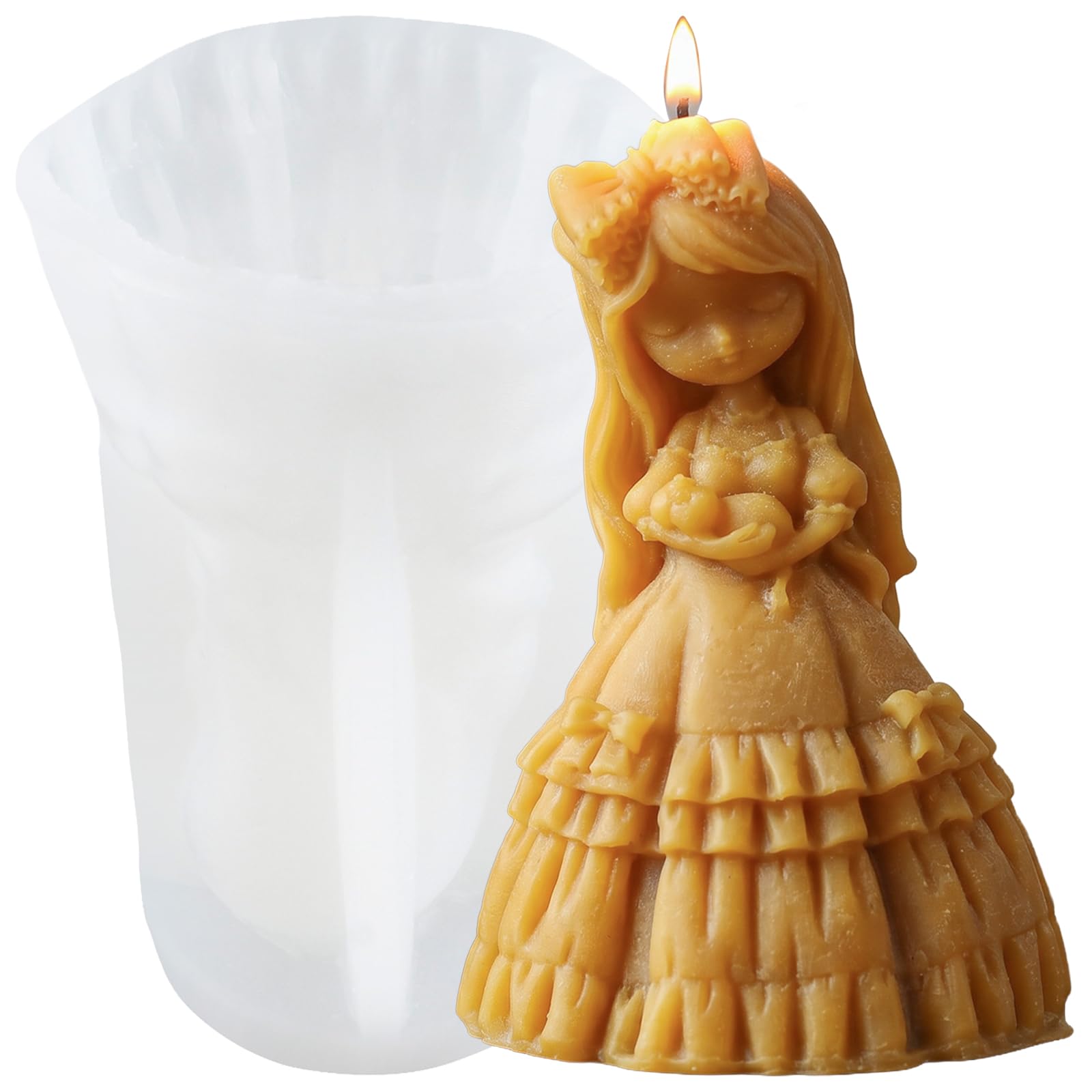 XIAOSHUI Girls Doll Silicone Candle Mould Doll Candle Mould Princess Dress Candle Moulds for Candle Making Resin Aromatherapy Gypsum Wax Clay Craft