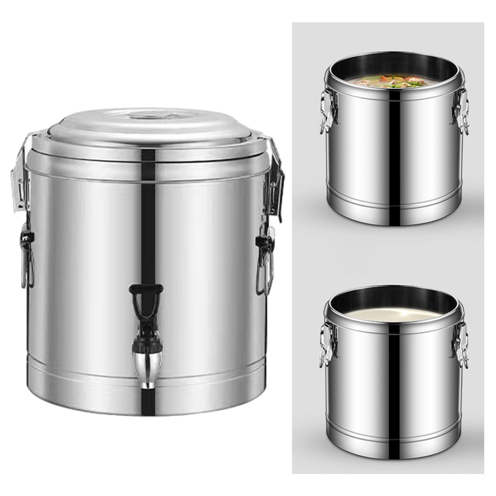 Dispensador de Bebidas Frías Y Calientes, Barril Aislado de Acero Inoxidable, Cubo para Sopa, Leche Y Té, Ideal para Fiestas, Tiendas de Té Y Cafeterí, 20L