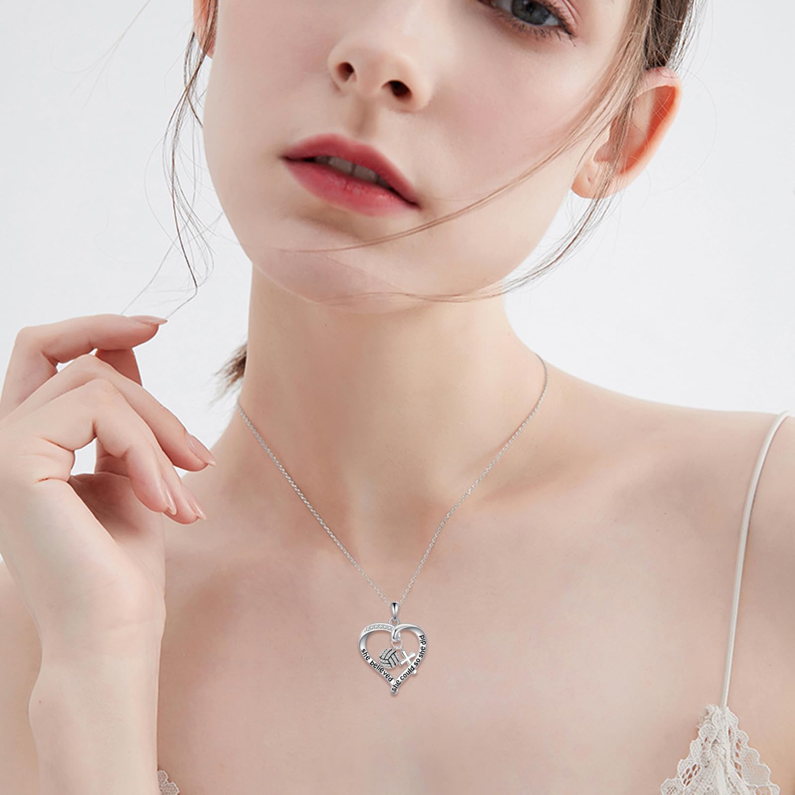 DAYLINLOVE Łańcuszek do siatkówki, srebro wysokiej próby 925, siatkówka, łańcuszek na szyję, biżuteria do siatkówki, prezent dla kobiet i dziewcząt, eine Größe, Srebro szterlingowe, Bez kamieni