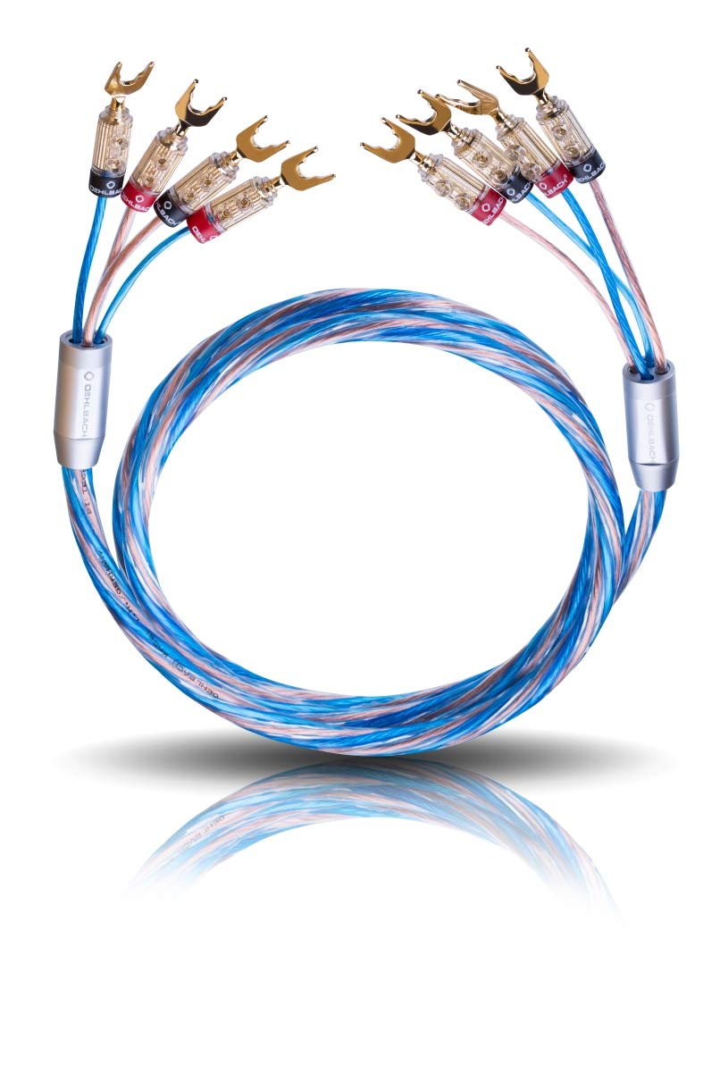 Oehlbach Bi Tech 4.4 200 - Set Cavi Per Diffusori Bi-Amping, 2x2m, Blu/rame, Made In Germany