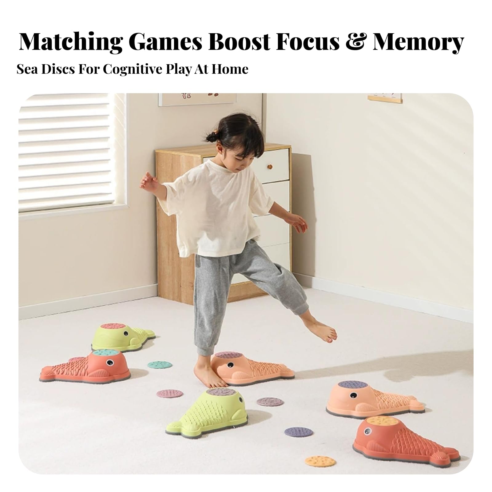 Harilla 6 Pezzi Pietre di Equilibrio Inodore | Adatto Ai Bambini, Pezzo Stepping a Forma di Pesce, Portatile, pietre equilibrio, per Attività Sensoriali