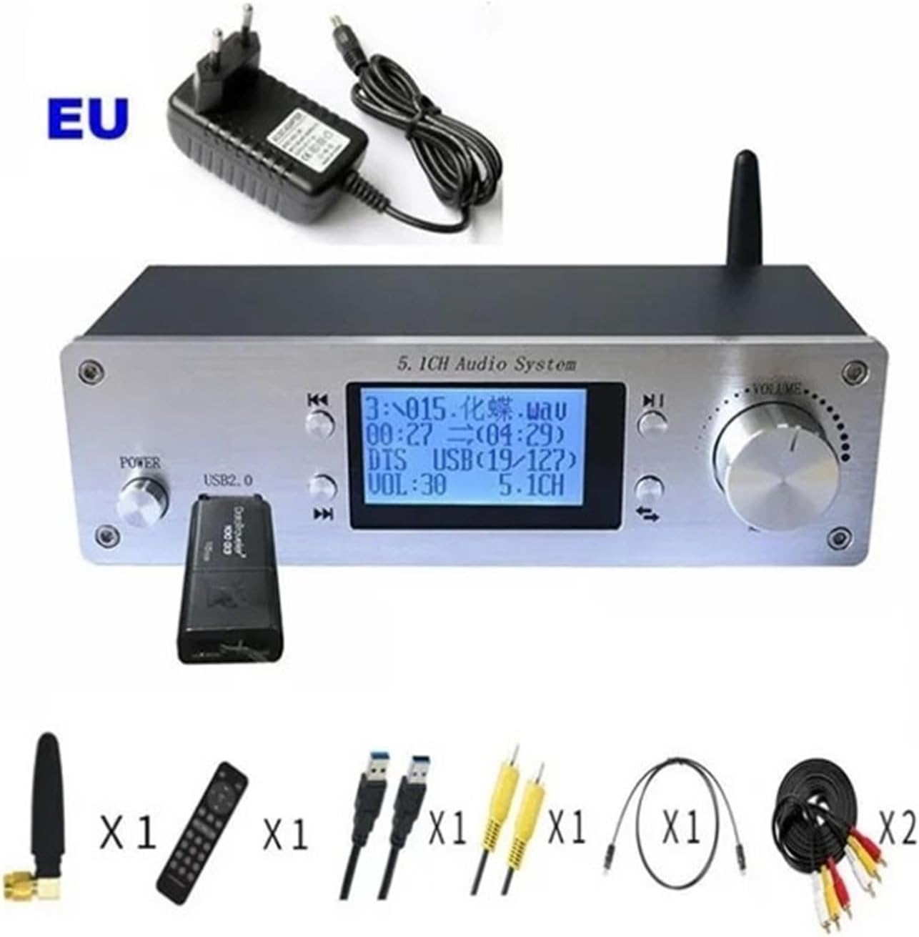 AC3 5.1 Audio Decoder Converter HDMI-Compatible Extractor SPDIF Coaxial Optical PC-USB Soundcard 5.0 USB Player(Brown)