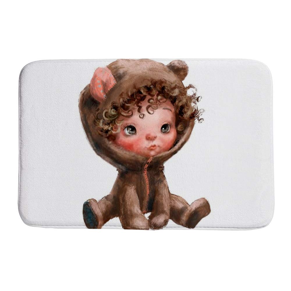 Tapis de bain ours Ruchen anti-glissade et ultra doux pour petit espace enfant