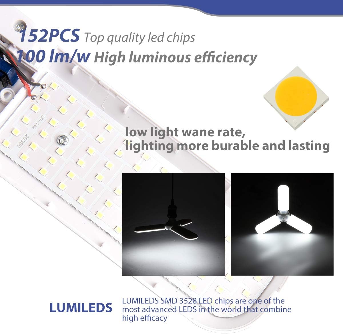Black Friday Clearance Hurricom LED Garage Light, 30W Deformable Garage Ceiling Light 3000LM E26 / E27 6000K-6500K Daylight High Bay Light Utility Shop Light for Workshop Barn Warehouse Basement Exclusive Discount 60% Price Hurricom LED Garage Light, 30W Deformable Garage Ceiling Light 3000LM E26 / E27 6000K-6500K Daylight High Bay Light Utility Shop Light for Workshop Barn Warehouse Basement