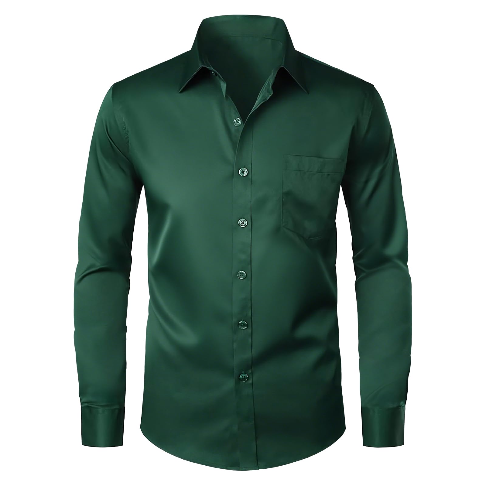 Modern Stylish Mens Casual Business Dress Shirt with Pocket - Long Sleeve Button Down Shirt