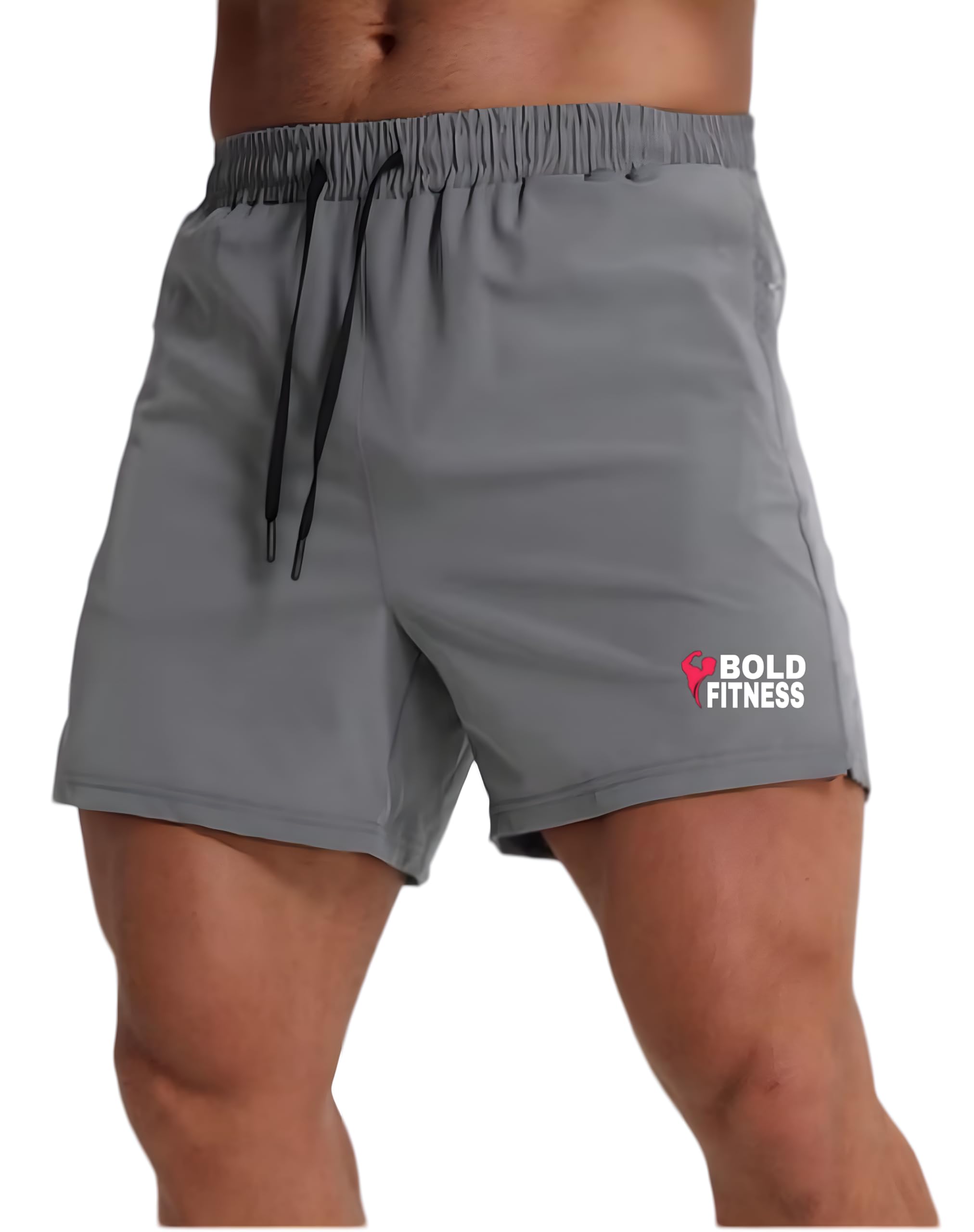 BOLD FITNESS Men’s Shorts with Quick Dry Tech | Athletic Anti-Wicking Lightweight Shorts for Sports, Running & Gym