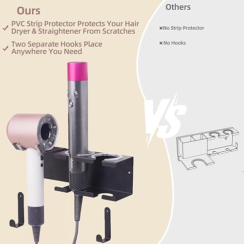 Miniatura 6 de Organizador de herramientas para el cabello, soporte de pared para rizador de acero inoxidable, soporte de pared, soporte para secador de pelo y