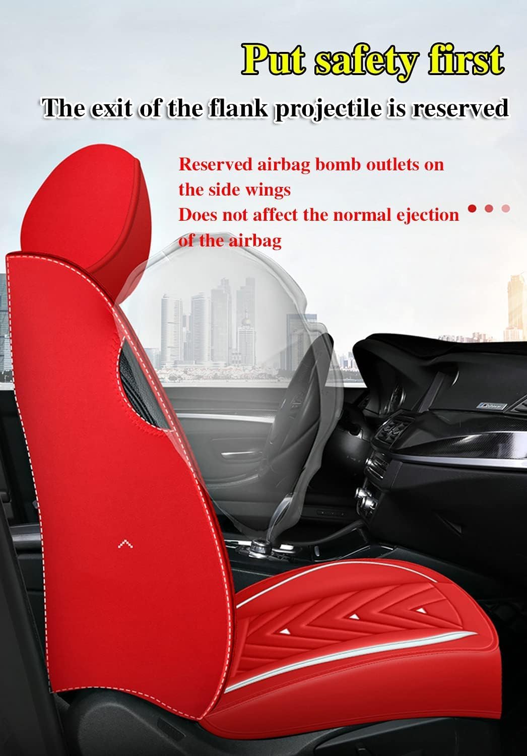 Universal Leather Car Seat Covers Seat Saver Car for Cadillac XT5 2016-2025 Luxury Seat Covers Compatible with Airbag Style,A