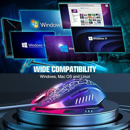 Miniatura 4 de BENGOO Ratón para juegos con cable, ergonómico para computadora portátil gamer, mouse óptico para computadora con retroiluminación RGB, 4 DPI
