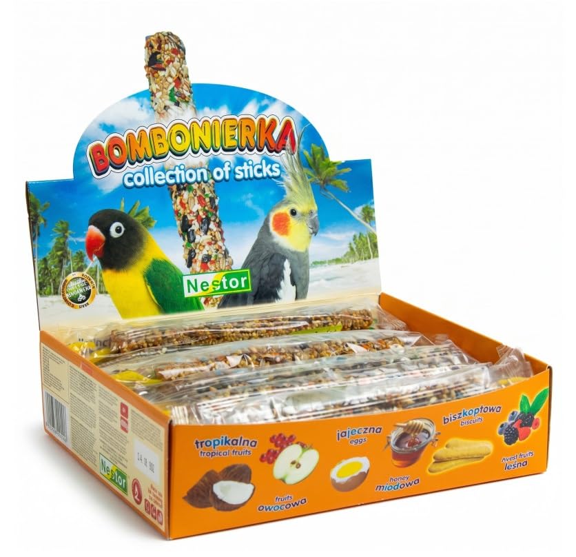 Cockatiel and Parrot Bird Bundle Pack of Sticks Pet Wild Birds Food Pack of 12 Canary Cockatoo Snacks Large Parakeet Canaries Big Parrots Seed Natural Six Flavours Treats with Hooks