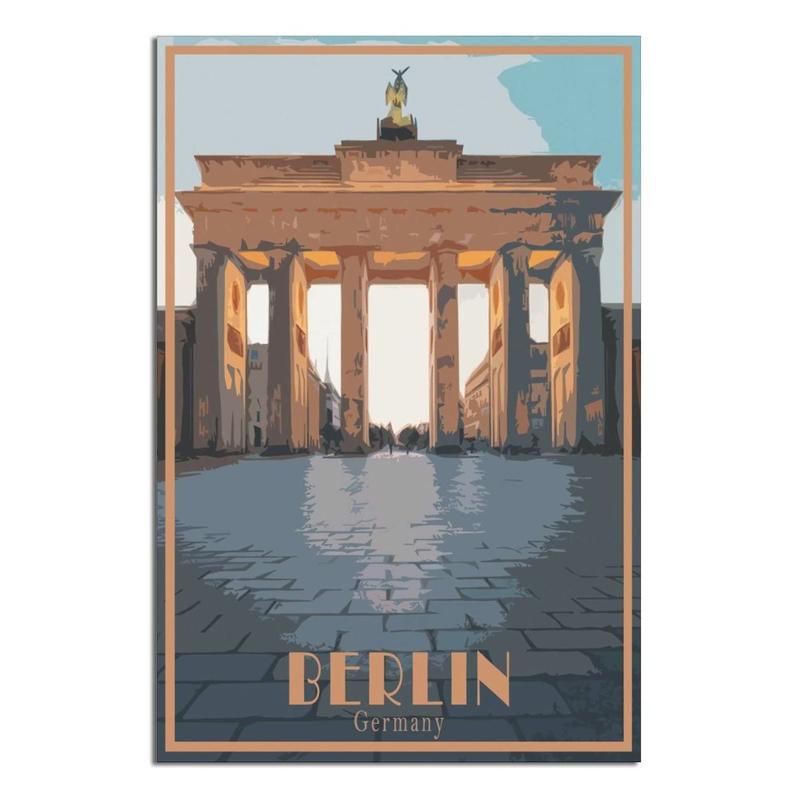 Zsefv Unframe-Style Germany Berlin Vintage Travel Poster Skyline Decorative Posters Modern Bedroom Canvas Art Poster Picture Painting Posters Wall Decor Art Gift