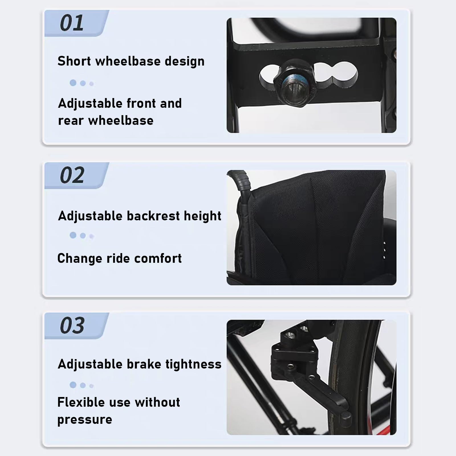 Sedia a rotelle pieghevole,Alluminio,Sedia a rotelle per lo sport, Leggera(Seat width 42cm/16.5in)