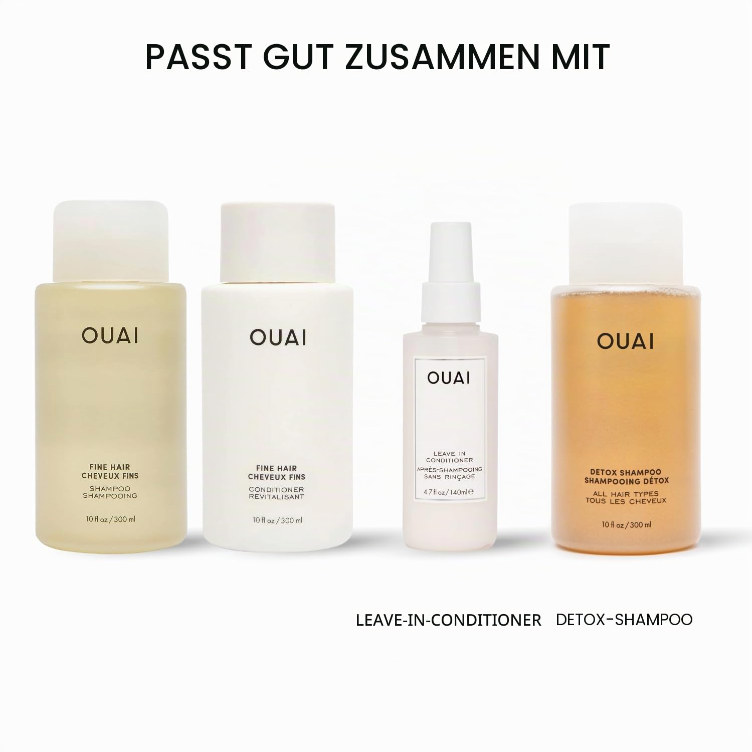 OUAI Feines Shampoo und Conditioner Set - Sulfatfreies Shampoo und Conditioner für feines Haar - Hergestellt mit Keratin, Marshmallowwurzel, Sheabutter & Avocadoöl - Frei von Parabenen & Phthalaten -