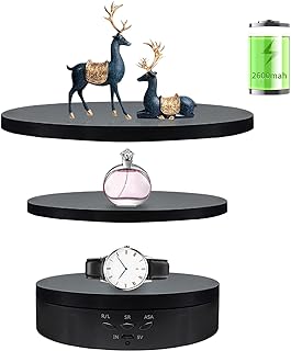 3 in 1 Motorized Rotating Display Stand with 5.74/7.08/8.66 inch Replacement Cover, 360 Degree Turner Cup Rotating Display Stand for Photography Products and Video Show,Max Load 22Lbs