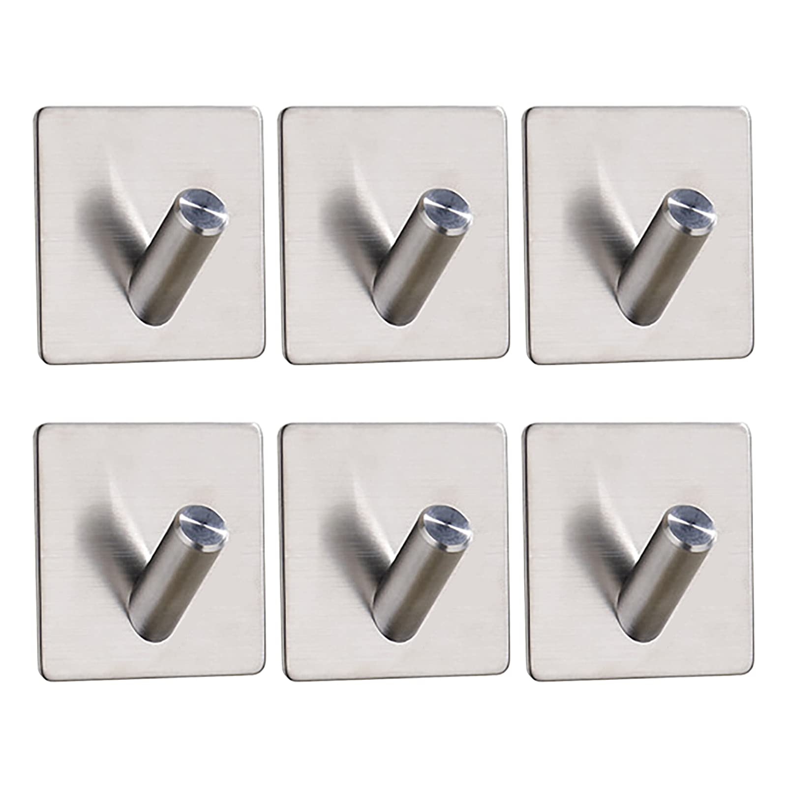 Photo 1 of  2 pack  DOYFDOX Adhesive Hooks Robe Towel Hook Stainless Steel Waterproof with Strong Adhesive Tapes – 3M Home Coat Hook for Bathroom Bedroom Kitchen Closet Cabinet Door Hooks (B-6 Hooks)