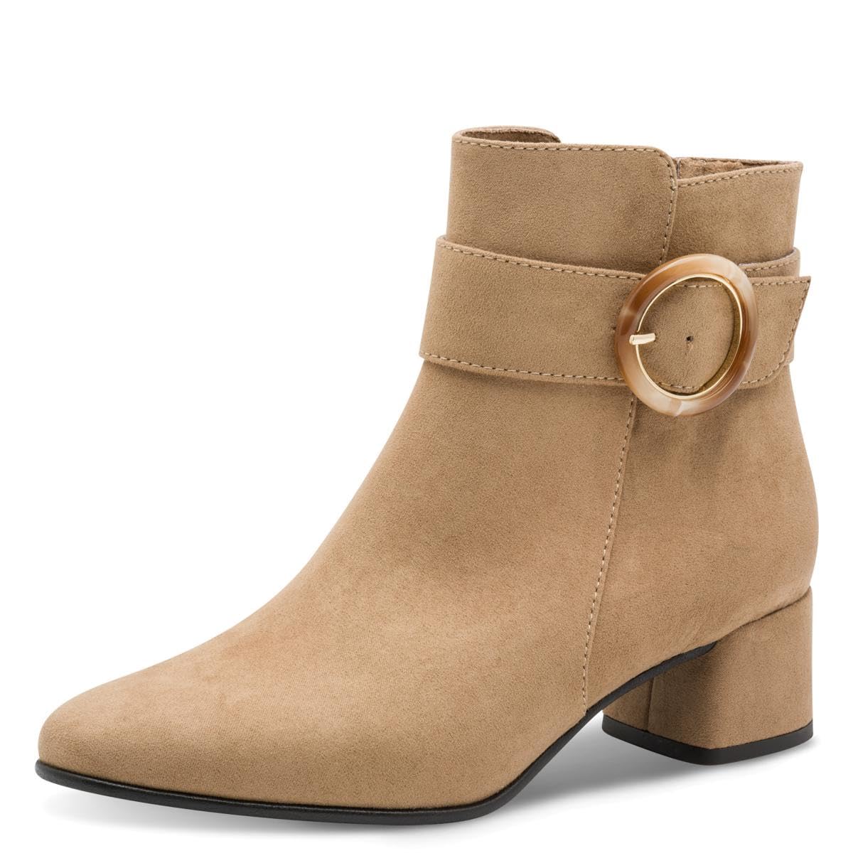 MARCO TOZZI Women's Elegant Block Heel Ankle Boots, beige, 4 UK