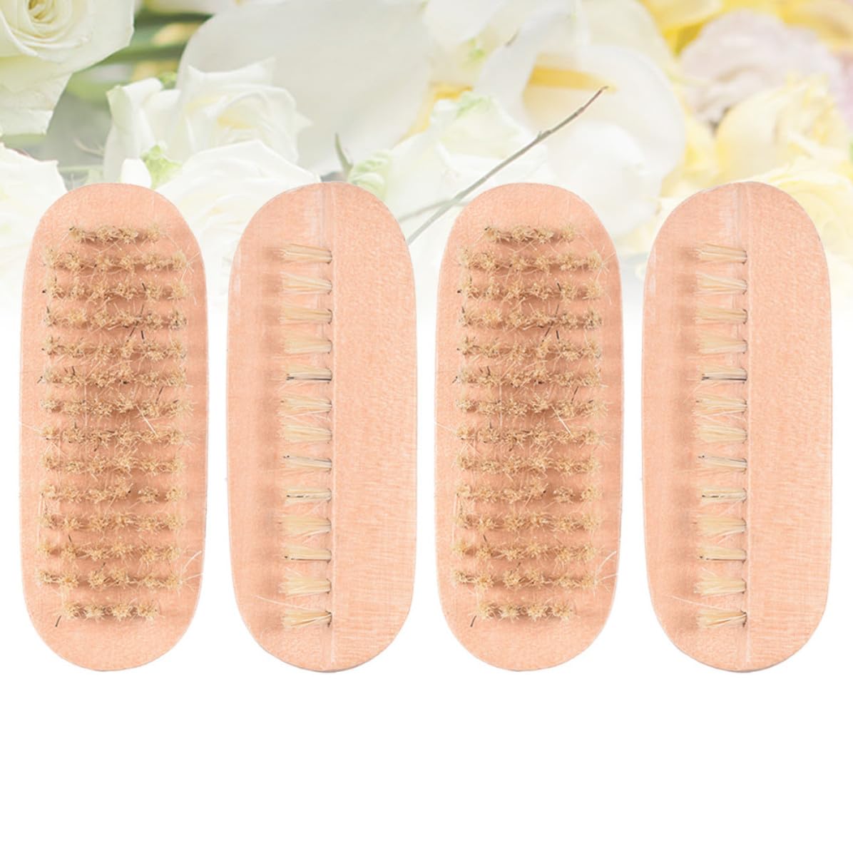 4pcs Double-sided Nail Brush Set with Sturdy Timber Handle for Fingernail Cleaning and Pedicure Treatment Nail Cleaning Brush for Art and Manicure