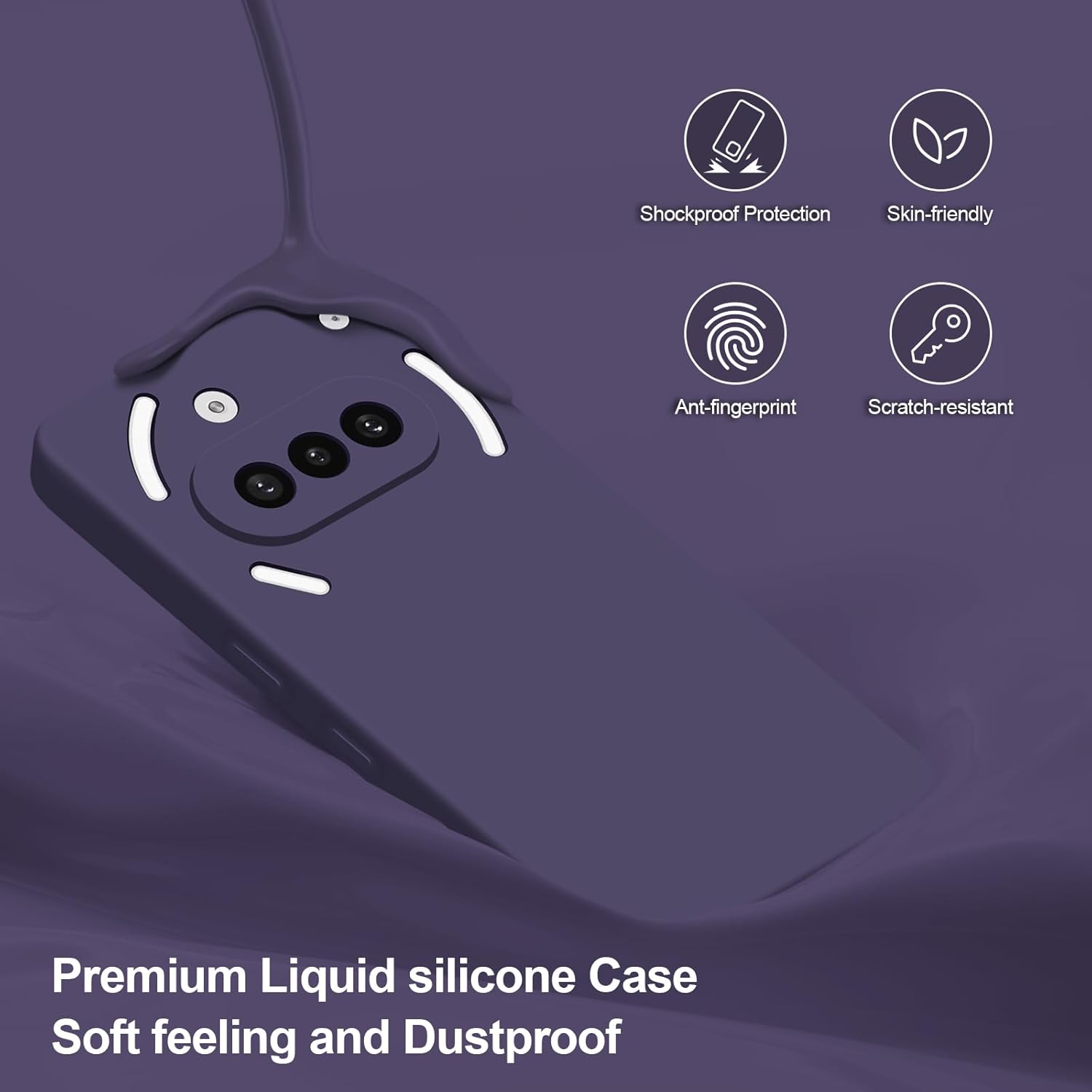 Case for Nothing Phone 3A, Soft Silicone Case with Upgraded Camera Protection, Shockproof Slim Case Cover with Anti-Scratch Microfiber Lining, Deep Purple - Image 3