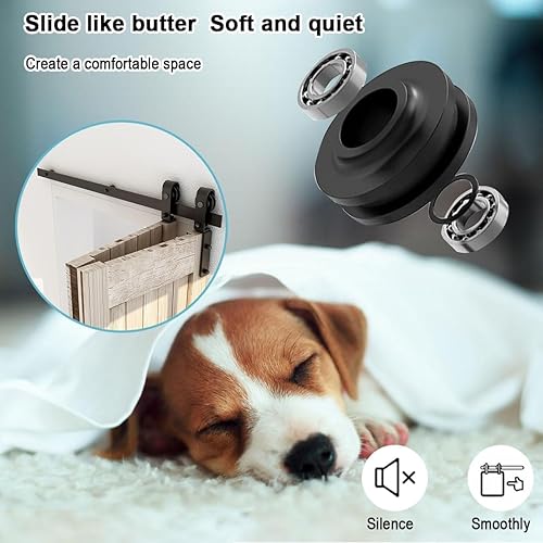 Miniatura 5 de AONAYIOA Kit de herrajes para puerta corrediza de granero plegable de 36 pulgadas3 pies para 2 puertas, herrajes para puerta de granero biplegables,