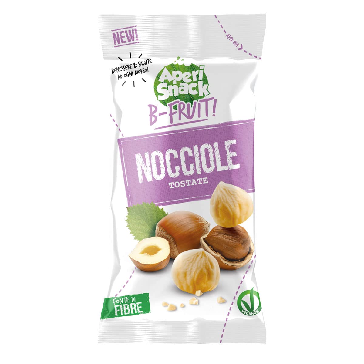 Aperisnack B-Fruit - AP13.041.14 - Box 40 Nocciole Tostate, Frutta Secca 100% Naturale - 40 Pacchetti Monodose da 25 g