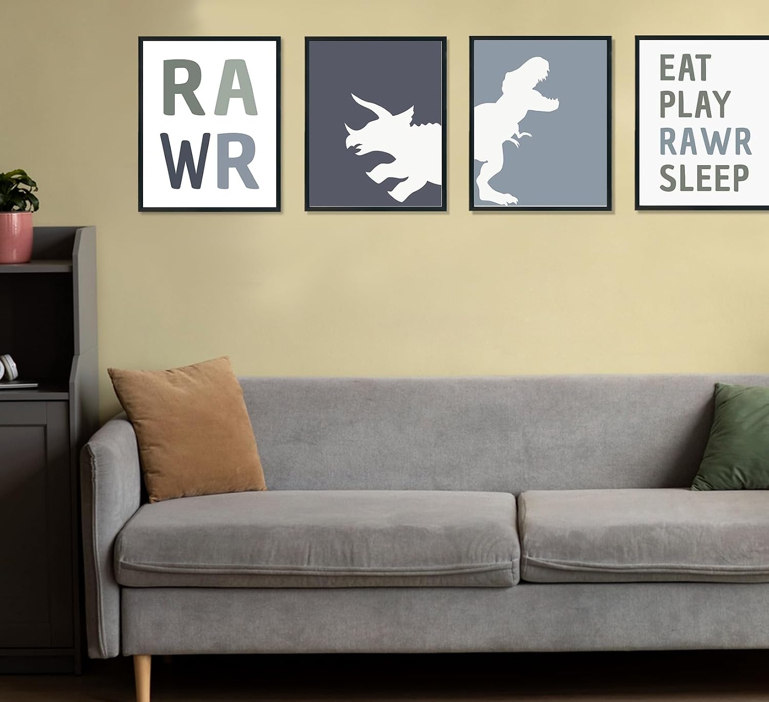ULEGIE Dino Wall Art Decor Set of 4,Boys Room Decor Dinosaur, Dinosaur Room image 4