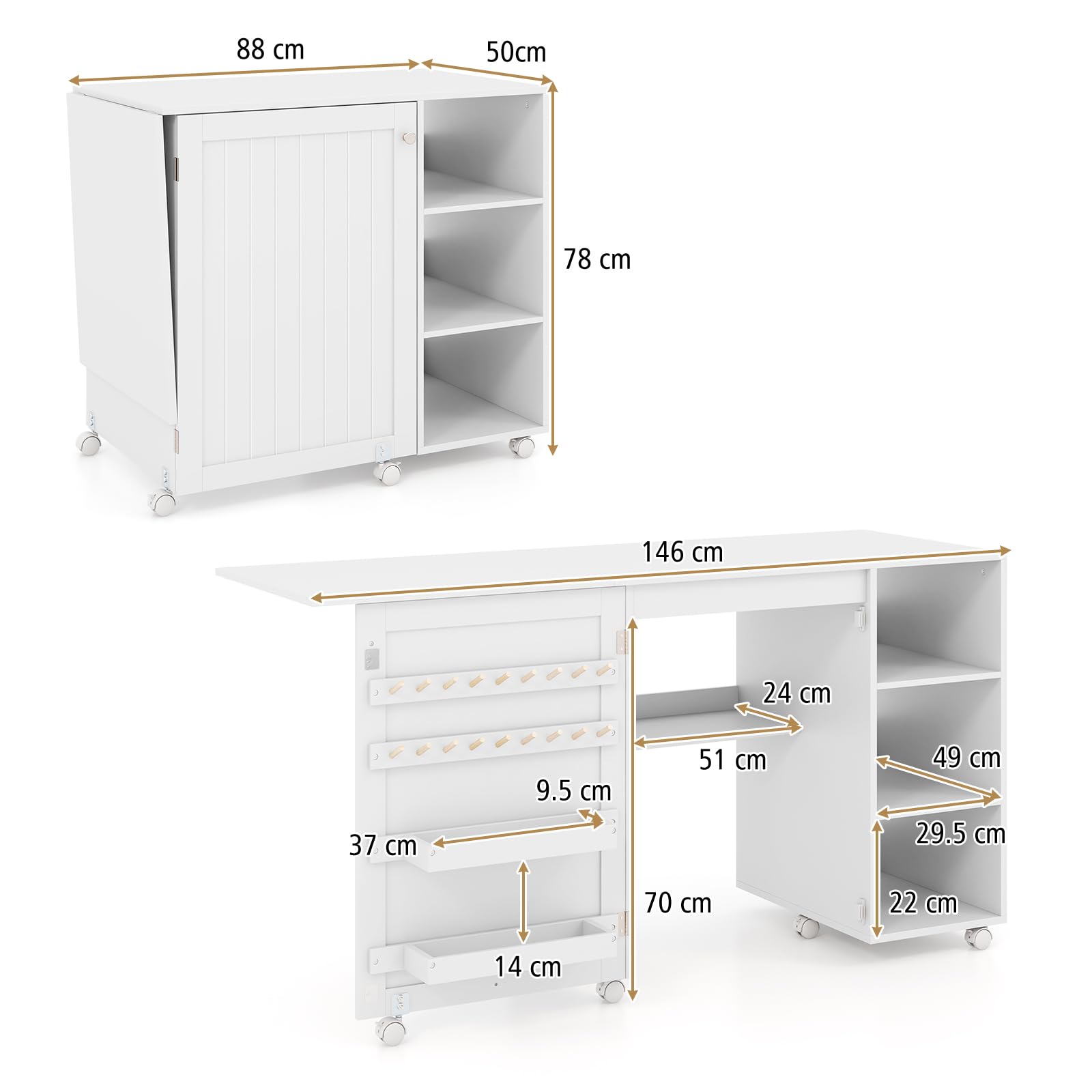LIFEZEAL 2 in 1 Scrivania Ufficio, Scrivania Mobile Porta Computer, con