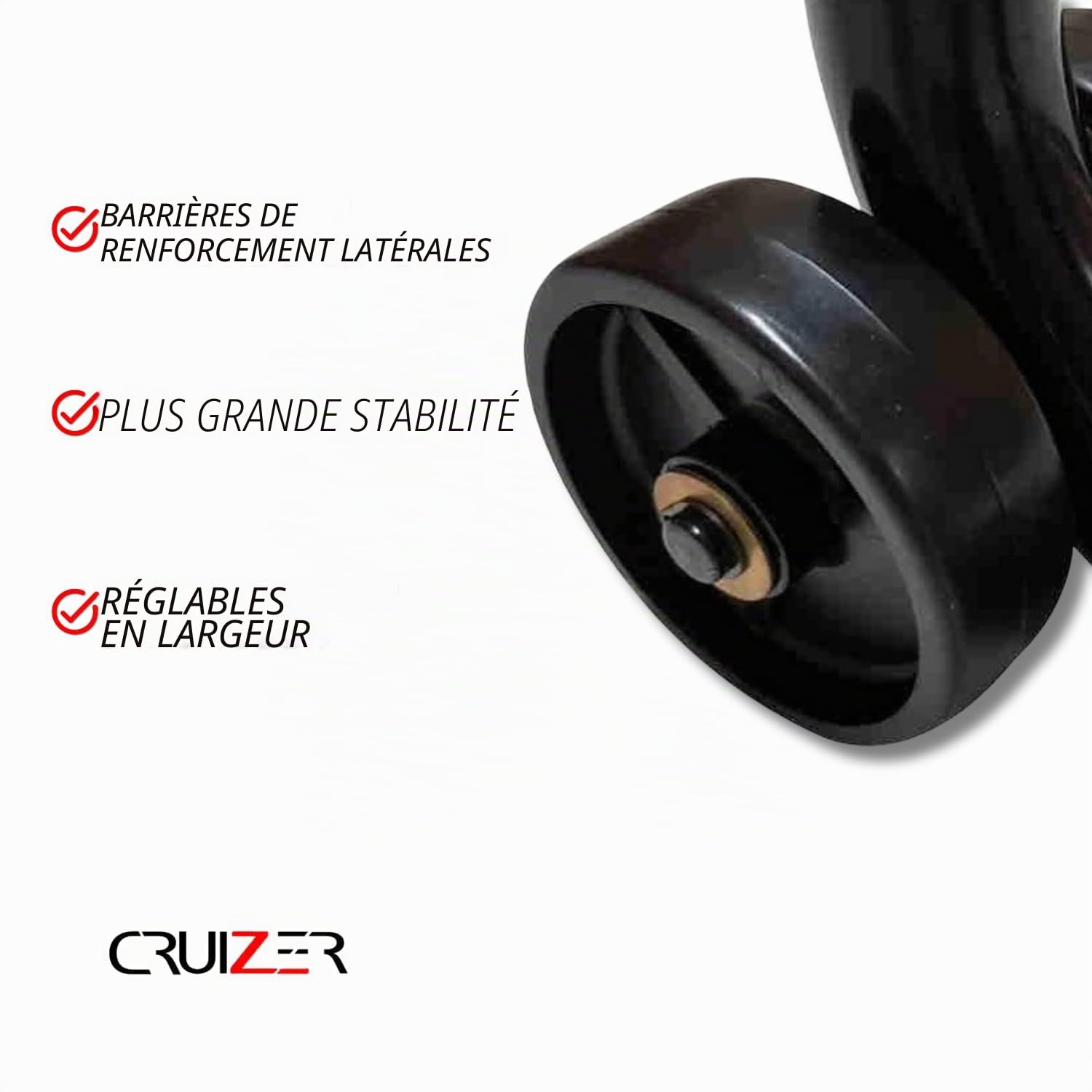 cruizer Béquille avant moto universel, cônes réglables avec curseur, Noir