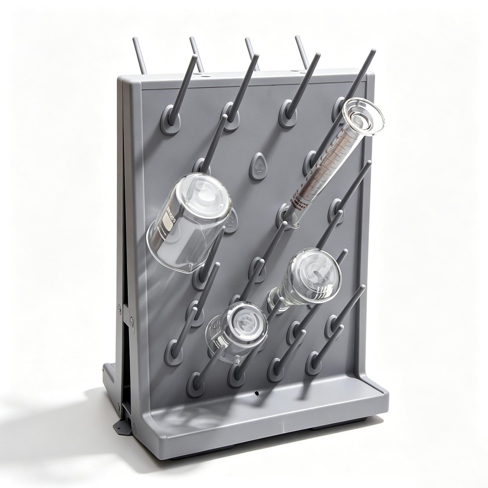 jcwwolk Lab Drying Rack, Glassware Bottle Draining Rack, With 2 Workfaces, With Detachable Pegs, 54pcs, Pp Material, Quick Drainage, For Test Tubes, Beakers, Flasks Gray