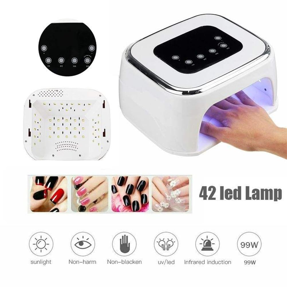 Akumulatorowa lampa UV LED do zdobienia paznokci, bezprzewodowa suszarka paznokci z wyświetlaczem LCD i 42 diodami LED, 4 ustawienia timera i obsługą Bluetooth do przechowywania w domu.