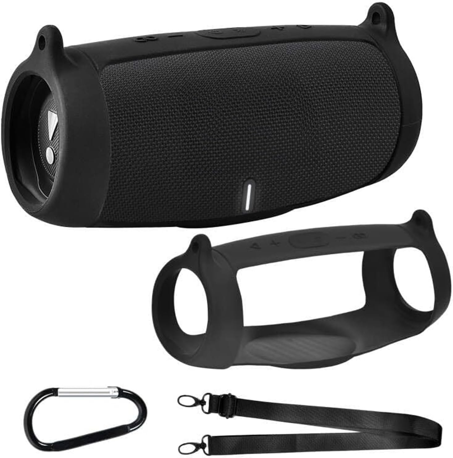 PAIYULE Silicone Case Cover for JBL Charge 5 Portable Bluetooth Speaker, Travel Gel Soft Skin,Waterproof Rubber Carrying Pouch with Strap (Black)