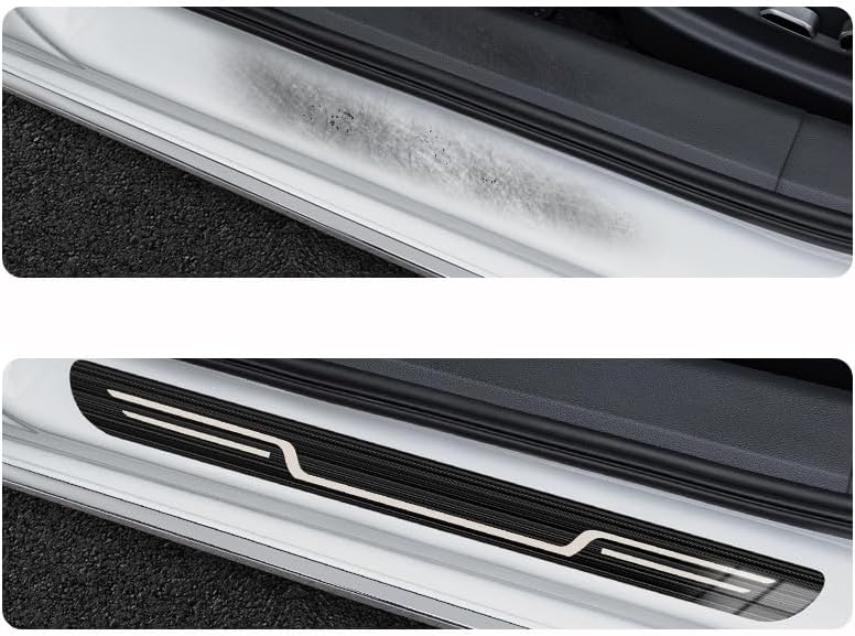 Stainless Steel Car Door Sill Protector for Countryman (U25), Kick Plate Guard Strips Pedal Trim Threshold Protectors Accessories,A/Carbon Fiber Look