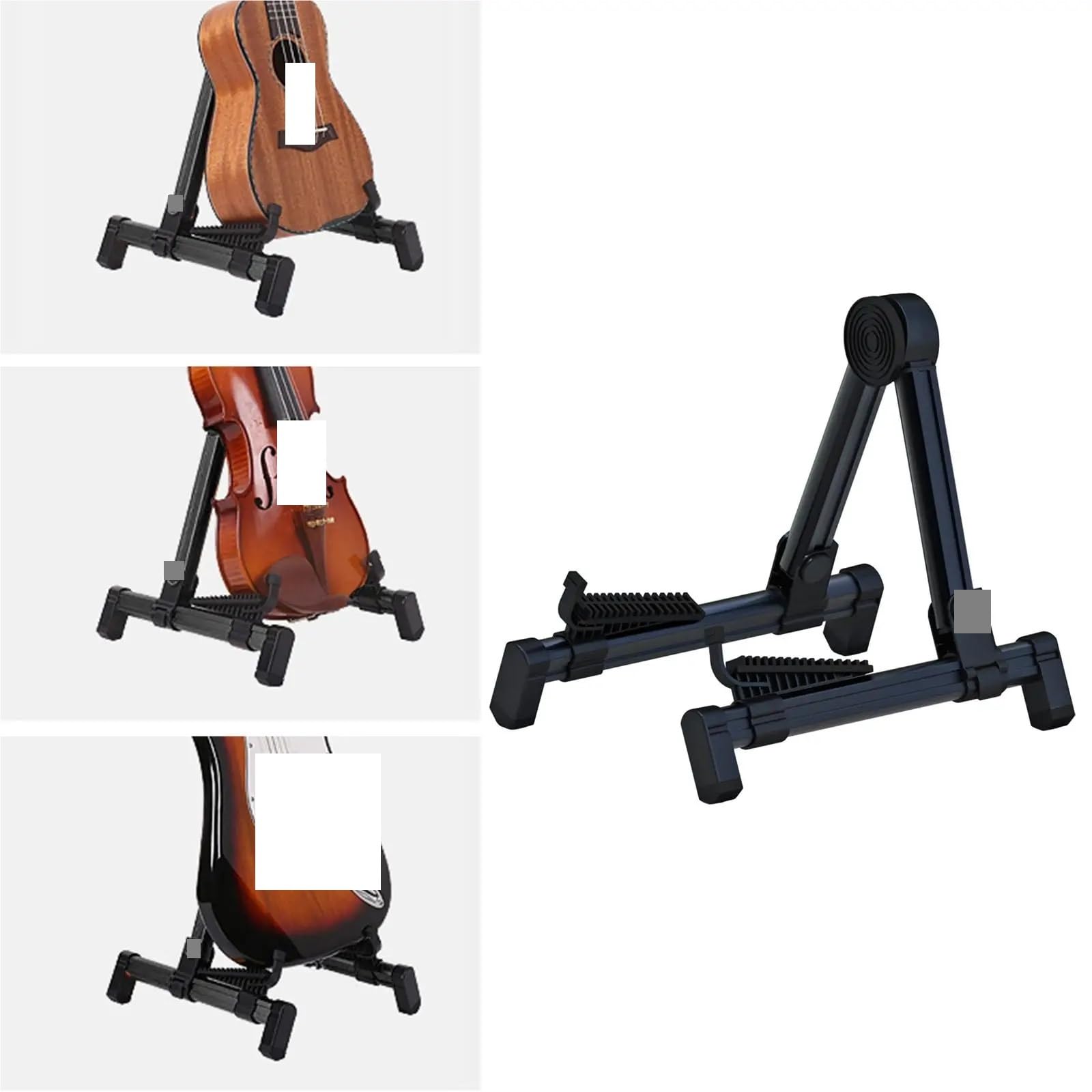 Porta Chitarra Da Terra Supporto pieghevole for chitarra A-Frame in alluminio for chitarra elettrica Basso Supporto for chitarra elettrica Supporto for chitarra telescopico(Black)