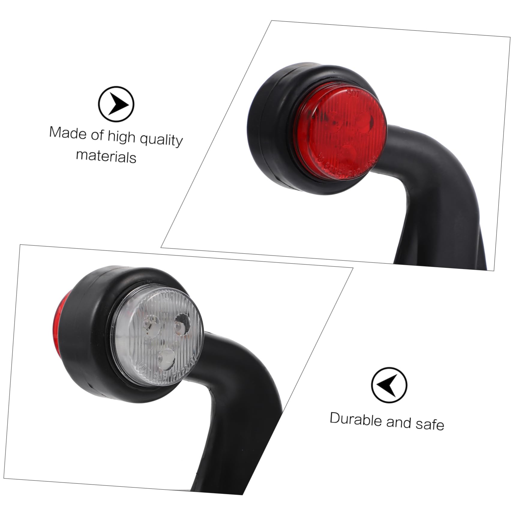 Vaguelly Luces de Señal LED Laterales 12 Led Color Blanco y Rojo Material Abs Fácil de Desmontar, Paquete para Camión y Remolque
