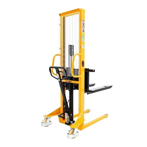 Miniatura 8 de APOLLO Apilador manual de palés de carretilla elevadora de mano de 2200 libras capacidad de 63 pulgadas de altura de elevación con patas de montar y