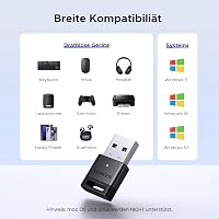 UGREEN Bluetooth 5.4 Adapter USB Dongle PC-hez, Vezeték Nélküli Stick Egér Billentyűzet Fejhallgató Telefon Kontroller Csatlakoztatásához Wi 4