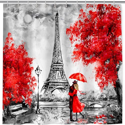 ANHOPE Rideau de Douche Peinture à l'huile Paris Tour Eiffel Anti Moisissure Lavable Imperméable...