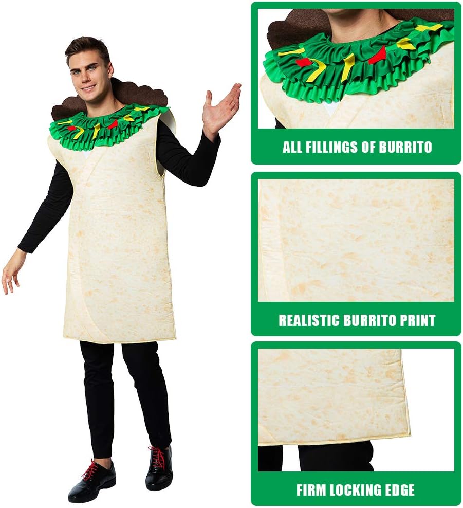 ReneeCho Adult Burrito Costume Halloween Funny Food Costumes Mexican Food Mascot Men Women - Image 4