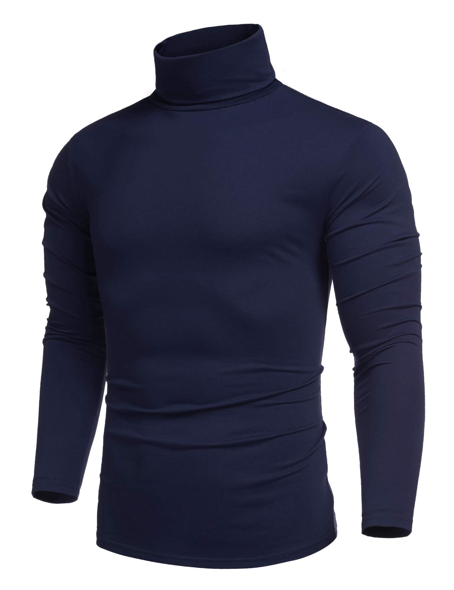 COOFANDY Camiseta Hombre Cuello Alto Jersey Finito Ajustado de Manga Larga Camiseta Termica Suéter Básica Top Slim Fit Color Sólido