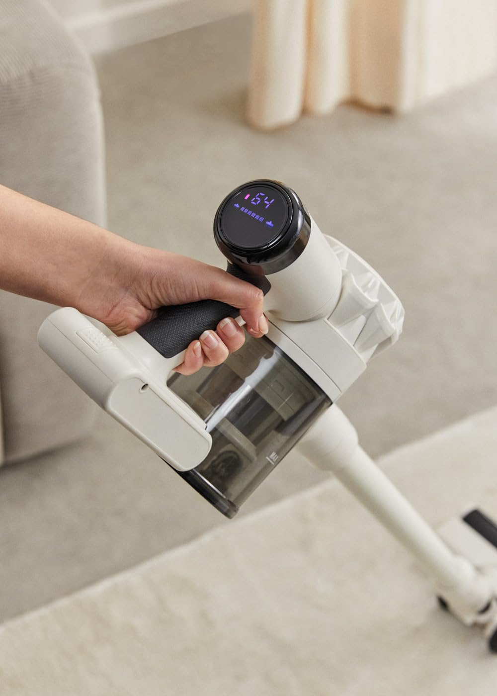 CREATE / Cyclone Force/Aspiradora Vertical sin Cable Blanco Roto/Sin Cable, 2 Accesorios, tecnología Anti-enredos, autonomía de hasta 55 min, 25.9V, Filtro HEPA, 350W