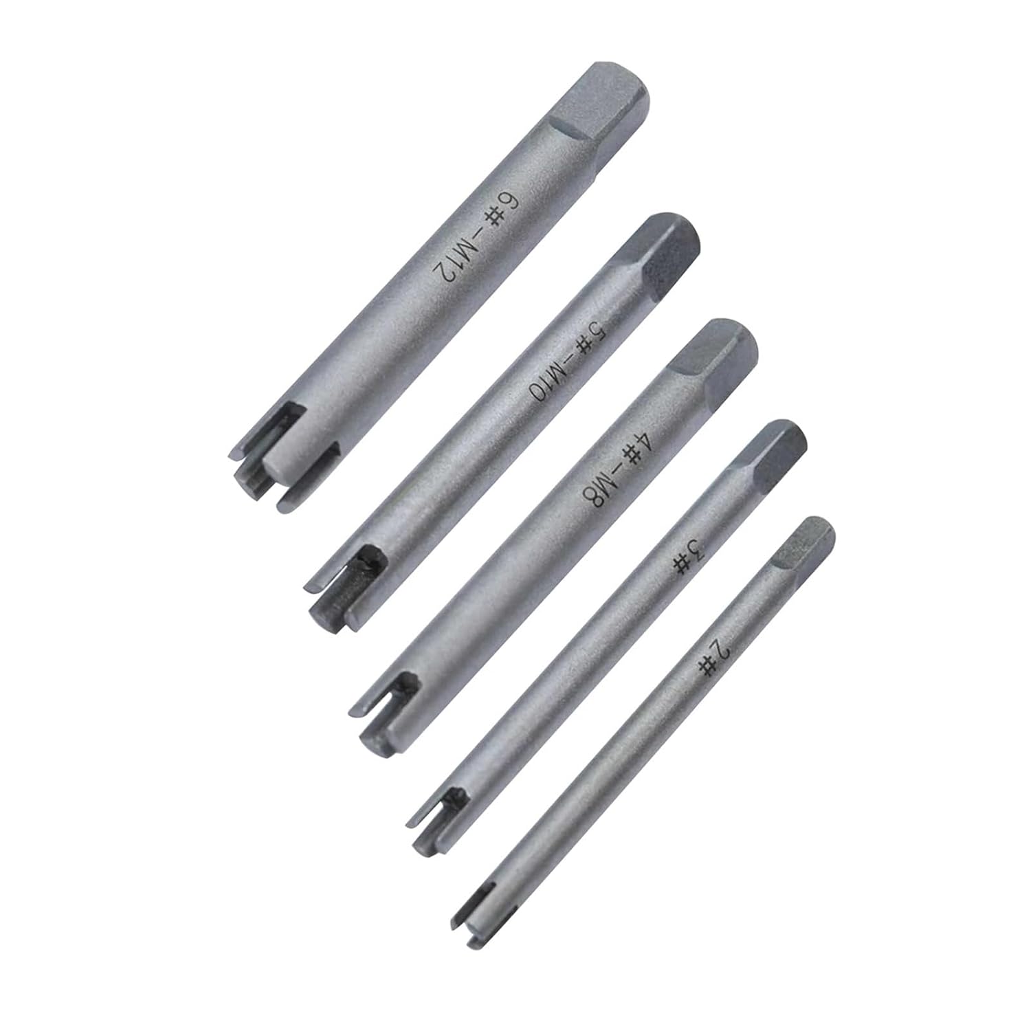 Broken Tap Extractor 5Pcs HSS 6542 Broken Tap Extractor Remover Removal Tool Kits Taps 3/4 Claws 2#-M5, 3#-M6, 4#-M8, 5#-M10, 6#-M11-M12