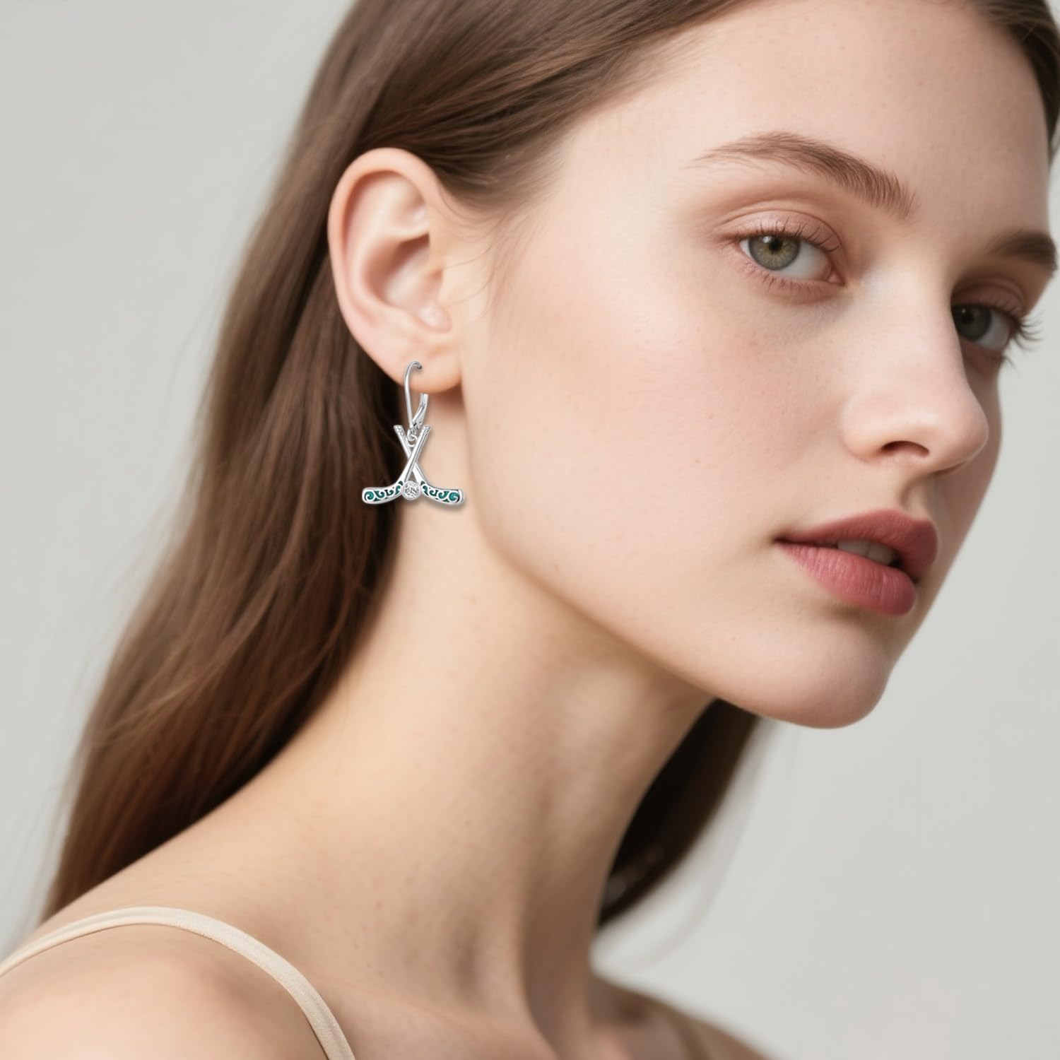 Hockey Earrings Sterling Silver Hockey Gifts Hockey Stick Jewelry Hockey Lover Gifts for Women