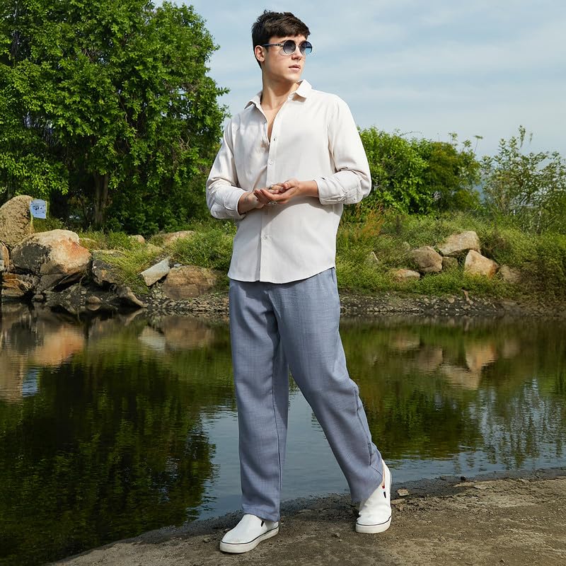 Image of CAHOOT Men's Shirt for Casual Wear | Spread Collar | Long Cuffed Sleeves | Button Closure | Shirt Crafted with Comfort Fit for Everyday Wear