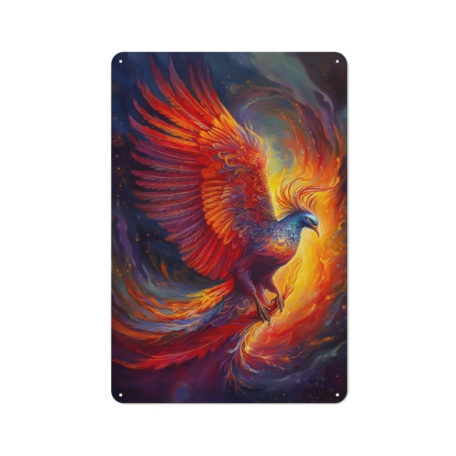 Junmoney Colorful Phoenix Metal Wall Sign 30X20cm Featuring For Garage Or Workshop, For Home Office, Studio And Craft Room Walls