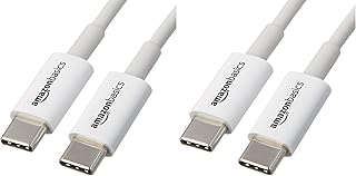 Amazon Basics USB-C to USB-C Cable, 6 Foot | 480Mbps Speed | USB-IF Certified | White | Pack of 2