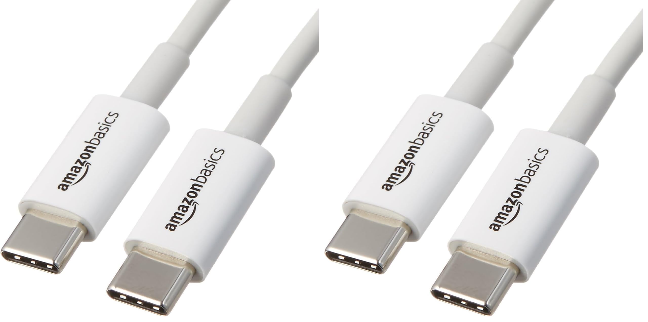 Amazon Basics USB-C to USB-C Cable, 6 Foot | 480Mbps Speed | USB-IF Certified | White | Pack of 2