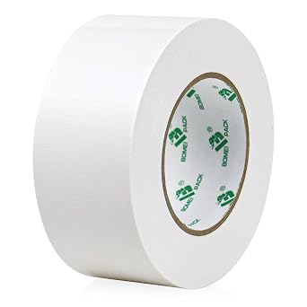BOMEI PACK 1 Roll White Duct Tape Reinforced Waterproof 50mm x 50m Gaffer Tape for pipelines Ducts Fixing Repairing Floor Marking,Craft Labeling,Heavy Duty Bundling Strapping