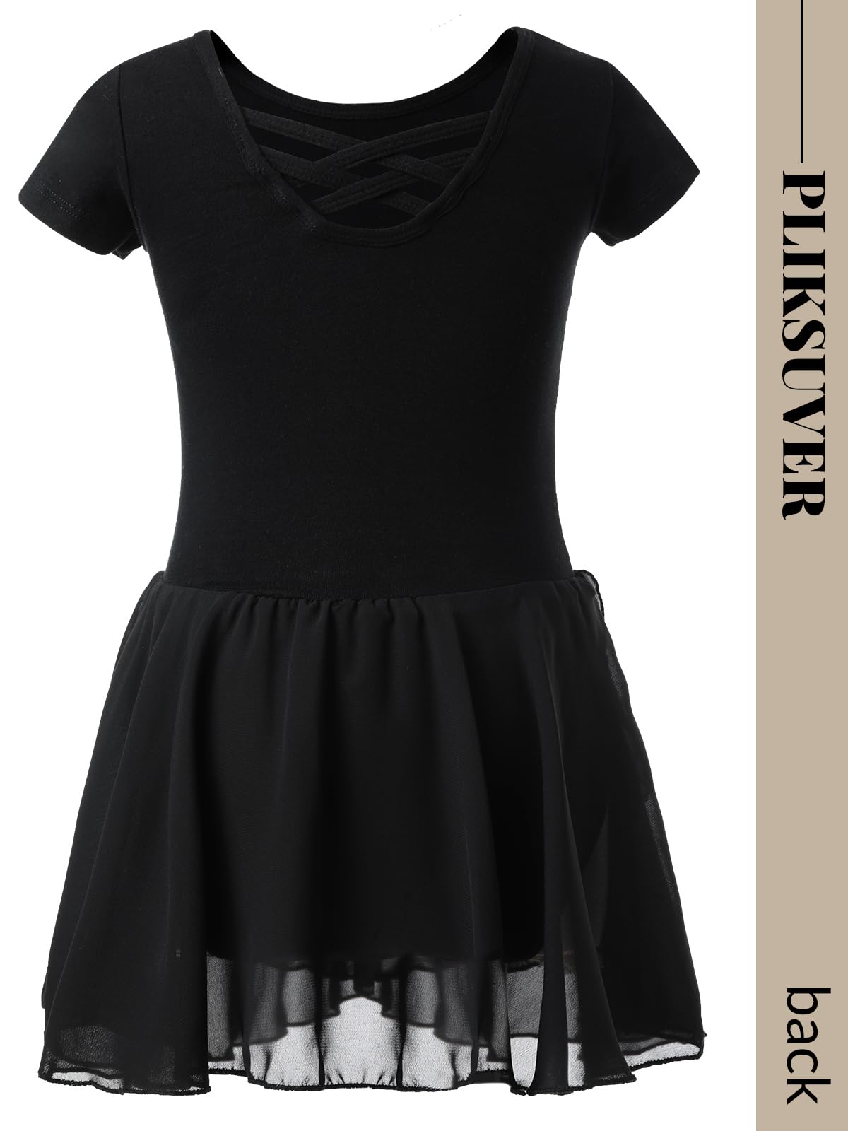 PLIKSUVER Ragazza Vestito da Balletto Body Danza Tutu Body Morbido Cotone Manica Corta con Chiffon Gonna