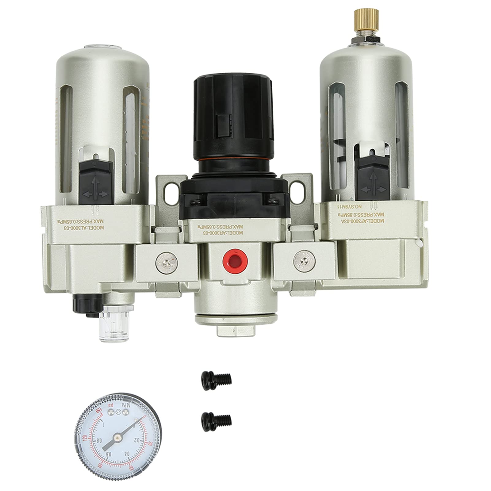 FTVOGUE Separatore Acqua Olio Drenaggio Automatico Filtro Compressore d'aria Separazione Gas-liquido in Tre Pezzi per Sistemi di Contenimento Liquidi Industriali con Filtrazione Aria-olio